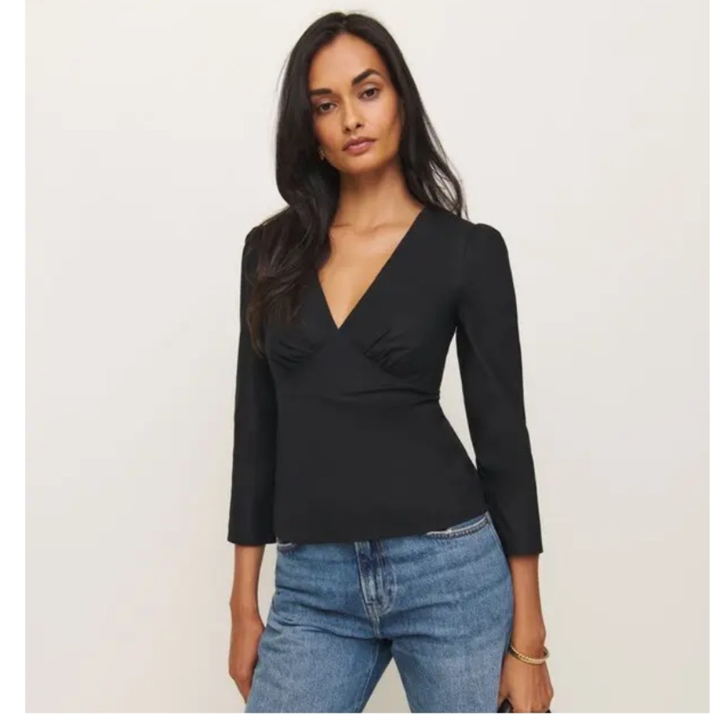 Reformation Black Marisa Long Sleeve Top
